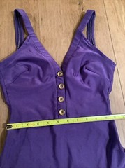 Vintage Oleg Cassini Peter Pan Swimsuit Purple Button Front 60s 70s Repair