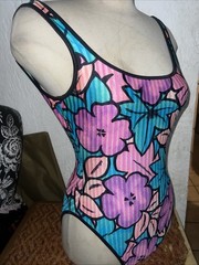 Vtg 1980s BAREFOOT MISS of California Swimsuit High Cut (S/M)