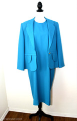 Quiet Luxury Heritage Classic VTG HENRY LEE Set Jacket Dress Blue MOD 14P