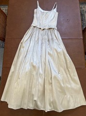 1990s Size 7/8 Vintage Gold Champagne Jessica McClintock Princess Dress READ