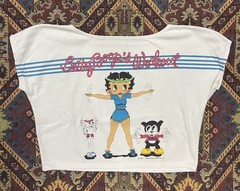 Vintage 1983 Betty Boop Crop Top Workout T-Shirt Cropped Size Small 80s Gym