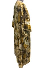 Vintage Boho Gold & Brown Cotton Caftan Made In Egypt Large