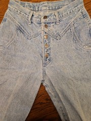 Rockies Vtg 90s Bareback Western Jeans 25×35.5 USA Cowgirl High Rise Button Fly