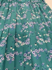 Leslie Fay Short Sleeve Dress Vintage 10P Teal With Blue Flowers Shoulder Pads