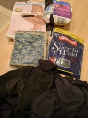 Vintage Pantyhose Lot of 4 Black Medium Tall + 3 Unpackaged