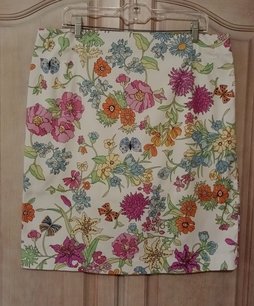 Averardo Bessi Italy Vintage Cotton Floral Pencil Skirt Size 16