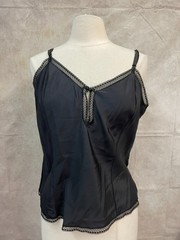 Vintage Barbizon Women’s Camisole Black Cami Lace Trim Size L