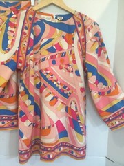 Vintage 1980s PIA RUCCI 2 pc 100% Silk Designer Pop Art Geometric 8 Pink Blue