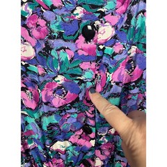 Vintage Floral Culotte Romper Dress Purple Black Secretary Style Medium/12