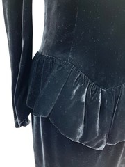 Vtg 80s Wayne Clark Black Velvet Dress With Puff Sleeves & Bow Back Detail Sz 4