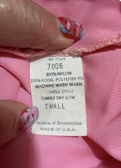 vinatge nylon gown small pink long sleeve USA Exclusive Of Ornamentation 70s