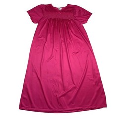 Vintage Sears Red Pink Nylon Nightgown Women’s S Small Midi Empire Short Sleeve
