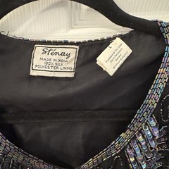 Stenay Beaded Sequin Silk Top Cardigan Sz L VTG 80s 90s Cocktail Jacket Formal