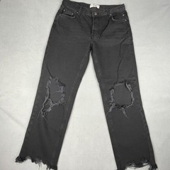 We The Free Maggie Jeans Sz 26 Distressed Black Mid Rise Straight Leg Grunge 90s