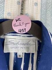 Vintage Schrader Dress Sport Petite Woman 6 HiddenButtonsPocketsCollar Blue/Wte