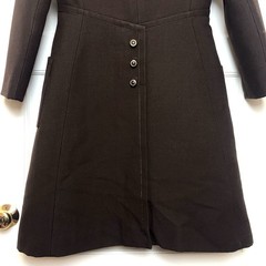 VTG 70s 80s Womens Wool Blend Long Trench Over Coat Brown Double Breast Lined