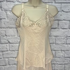 Vintage Shadowline Half Slip Camisole Set Pillow Tab Beige Size 32/S Lace