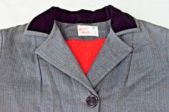 Vintage Coat Weather Winky Supak & Sons Size M 50s Mod Gray Red Fuzzy Lining