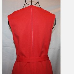 Russ Togs Red Orange Sleeveless Belted Dress M Back Zip Polyester Vintage ’70’s