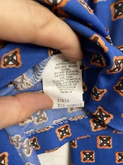 Vintage 1970s Blue Print Long Collar Button Up Shirt Women’s 12 Polyester