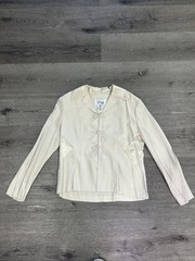 Vintage D.J. Summers Cream Satin Jacket 10P Frog Closure Made in USA 90s