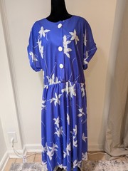 Vintage 1980s JCPenney Purple Floral Button Top Dress Elastic Waist XL