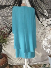 VTG SILKY EMBELLISHED Ursula Switzerland BEADED SEQUINS DROP WAIST DRESS 48 BLUE