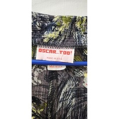 Vintage Oscar Too! Women Floral Rayon Button Front Midi Dress Belted Black Sz 10