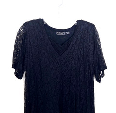 True Vintage 90s Nostalgia Lace Maxi Dress Sz L Black Whimsy Goth Grunge Boho