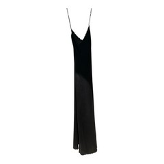 1970s Vanity Fair Disco Style Black Satin Slip Spaghetti Straps Glam Nightgown
