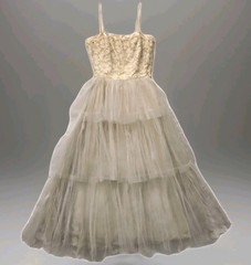 Vtg 50s Tulle & Sequin Party Dress By Dance Time, XS/2/Juniors, Formal, Bridal