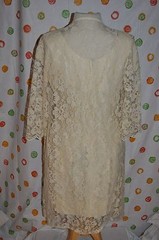 VINTAGE IVORY LACE ELEGANT MISS CA WEDDING FORMAL DRESS matching jacket SMALL