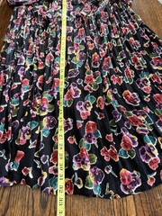 Vintage Rayon Two Piece Set Skirt 22W Jacket 20W Floral Black 90s Silvercord