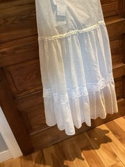 VGT Pale Blue Shoulder Tie Floral Prairie Revival Maxi Sundress Boho XS/S