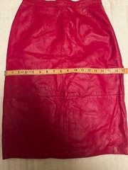 Vintage 90s Jonathan Paris Red Genuine Leather Pencil Skirt Womens 5/6 Argentina