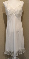 Vintage Artemis Dainty Pink Floral Full Slip Dress Night Gown White USA SZ 40 LG