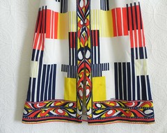 Vtg Bernardo Maxi Skirt Elastic Band Multicolor Slit Front A-Line Size US 2XS/XS