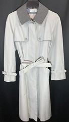 Vintage 1960s Weather Chasers Trench Long Gray Coat Wool Collar Classic Sz 17/18