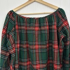 Vintage “Mountain Artisans” West VA Wool Red Green Plaid Peasant Top 70’s