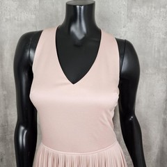 Vintage Alfred Werber Pink Pleated Halter Midi Dress 70s Sleeveless Size M