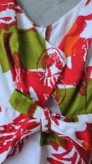 Vintage 60s 70s PSYCHEDELIC Mini Cutout Dress TIKI Barkcloth Cotton Kaftan Mod