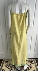 Vintage 1970s Yellow Poly Cotton Tulip & Gingham Print Size M/L