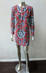 80s VINTAGE DAY PARTY PAISLEY MOD BOHO GATHERING MINI SHORT SHIFT DRESS sz XSP