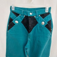 Vintage RoughRider by Circle T Western Wear Jeans teal green sz 5/6 preowned