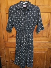 Vintage California Looks women’s black floral elastic waist dress size 6 Petite