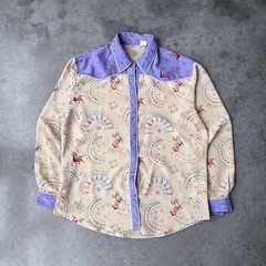 Vintage 90s Womens Wrangler Western Shirt Pearl Snap Rodeo Cowboy Purple Large