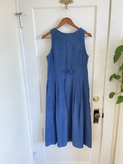 Vintage Willowbend Blue Corduroy Sleeveless Shirt Dress Made in USA 8