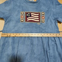 Cactus Bay Vintage light tie dye blue Maxi Dress Patriotic Flag Print Tie Back M