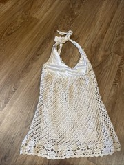 Vintage Y2K Whimsigoth Boho Fairy Crochet Halter Top M Medium Tan
