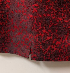 Vintage 60’s Jacquard Satin Red Black Cropped Evening Top Back Metal Zipper M